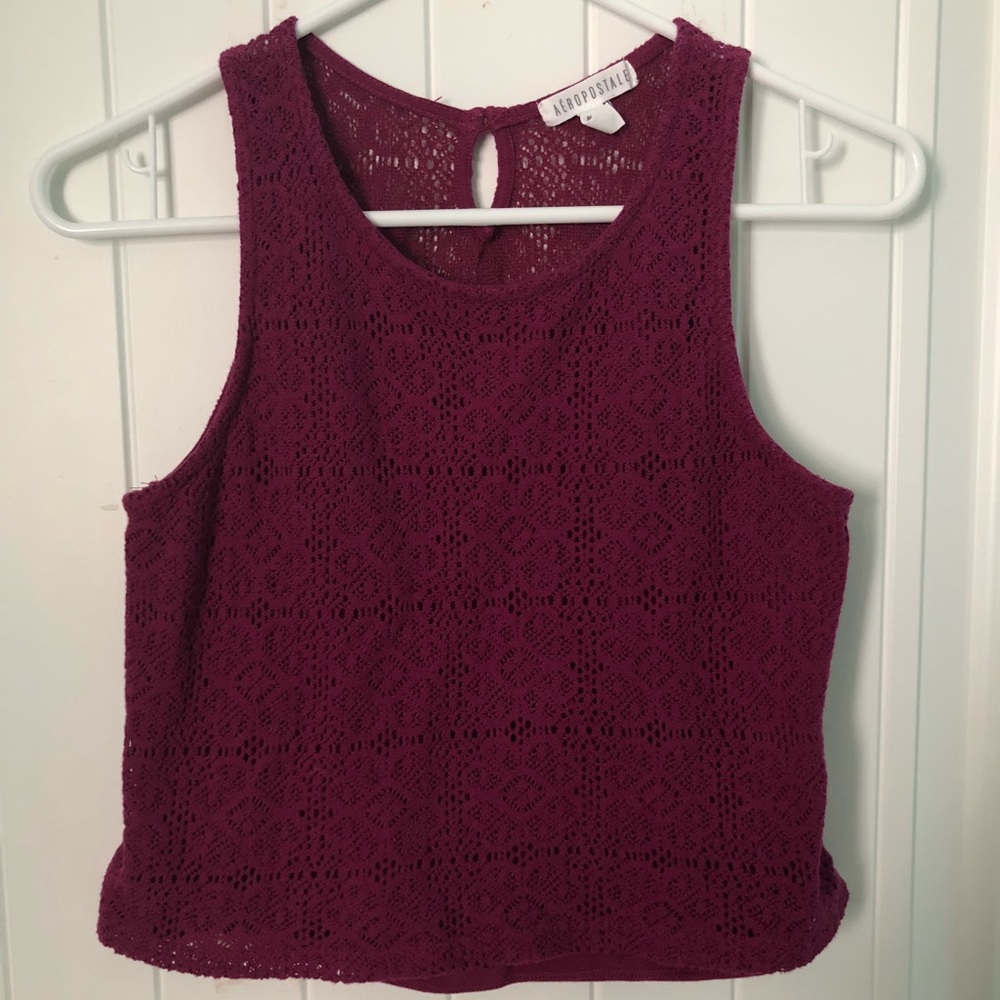 Aeropostale lace maroon medium tank top